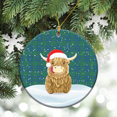 Montgomery Ancient Tartan Christmas Ceramic Ornament - Highland Cows Style