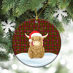 Skene Modern Tartan Christmas Ceramic Ornament - Highland Cows Style