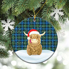 Smith Ancient Tartan Christmas Ceramic Ornament - Highland Cows Style