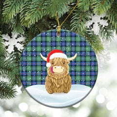 Sutherland Old Ancient Tartan Christmas Ceramic Ornament - Highland Cows Style