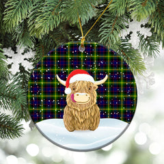 Watson Modern Tartan Christmas Ceramic Ornament - Highland Cows Style