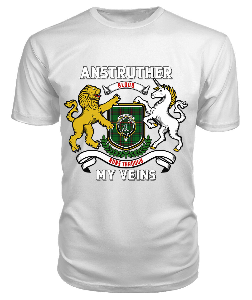 Anstruther Tartan Crest 2D T-shirt - Blood Runs Through My Veins Style