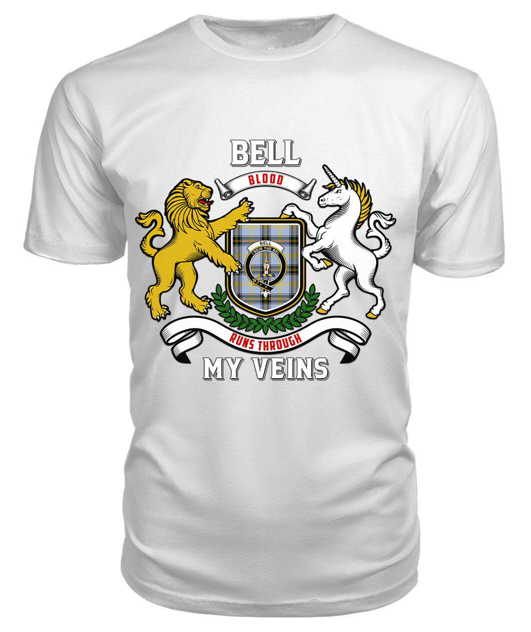 Bell of the Borders Tartan Crest 2D T-shirt - Blood Runs Through My Veins Style