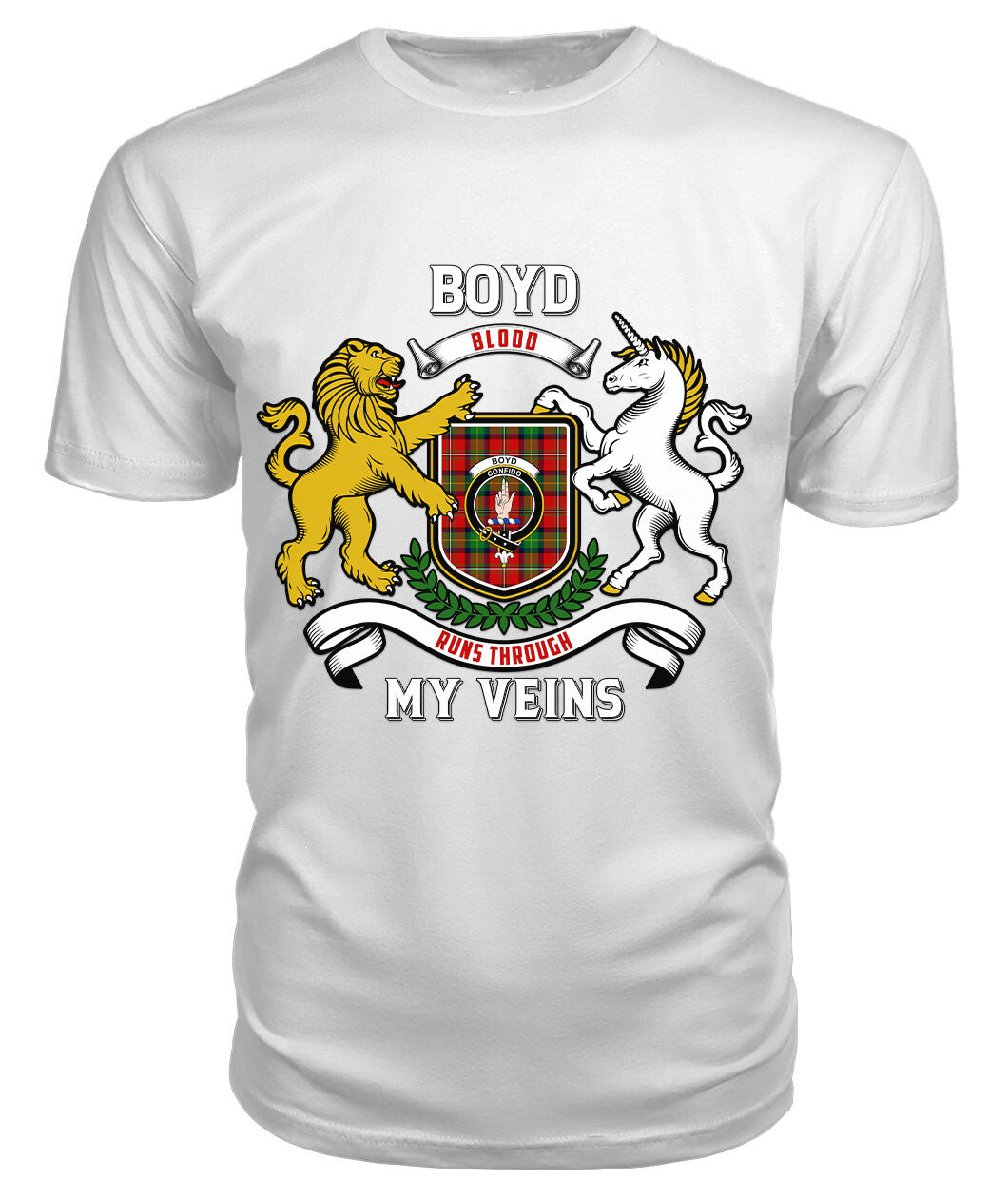 Boyd Modern Tartan Crest 2D T-shirt - Blood Runs Through My Veins Style