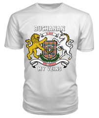 Buchanan Ancient Tartan Crest 2D T-shirt - Blood Runs Through My Veins Style