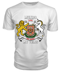 Munro Ancient Tartan Crest 2D T-shirt - Blood Runs Through My Veins Style