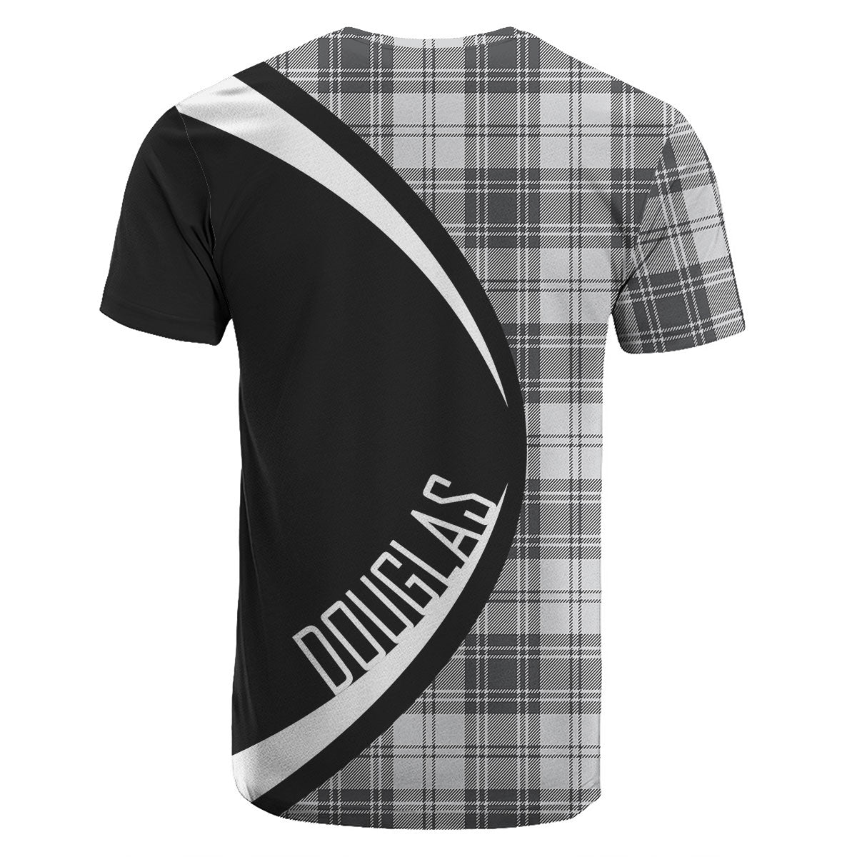 Douglas Grey Modern Tartan Crest T-shirt - Circle Style