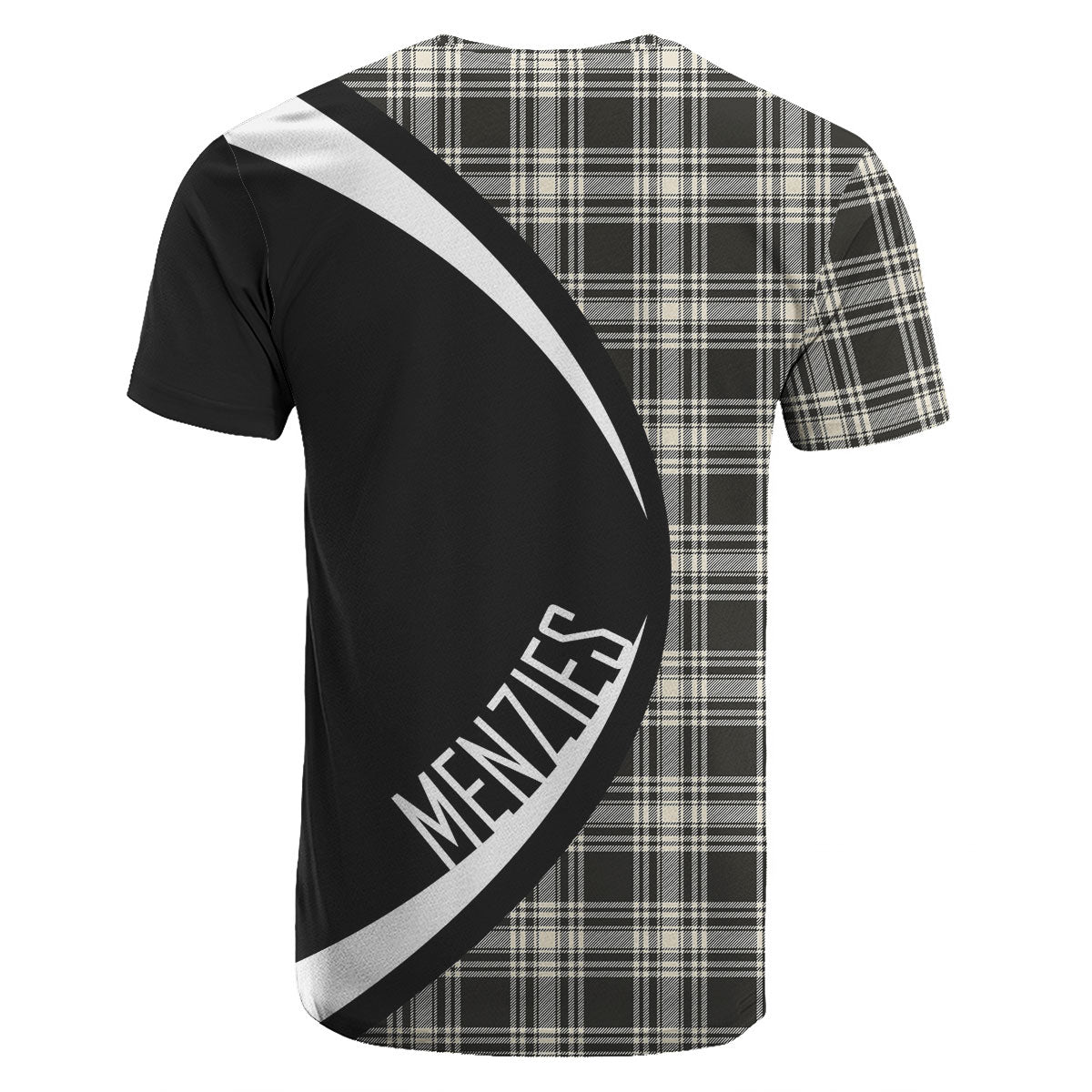 Menzies Black - White Ancient Tartan Crest T-shirt - Circle Style