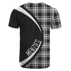 Menzies Black - White Modern Tartan Crest T-shirt - Circle Style