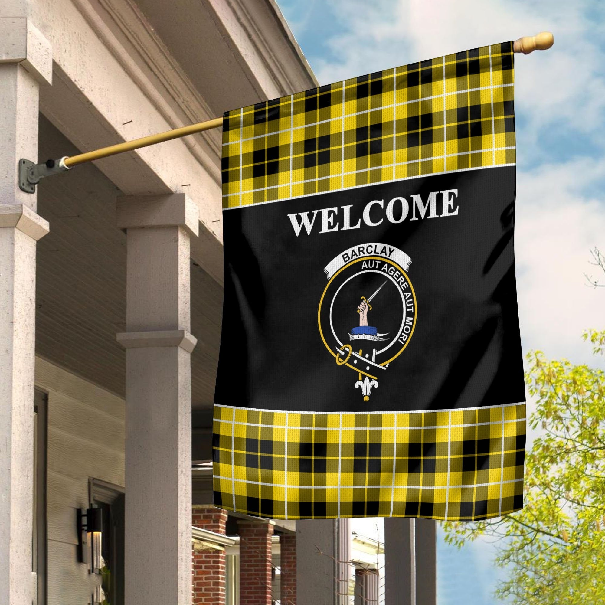 Barclay Tartan Crest Black Garden Flag