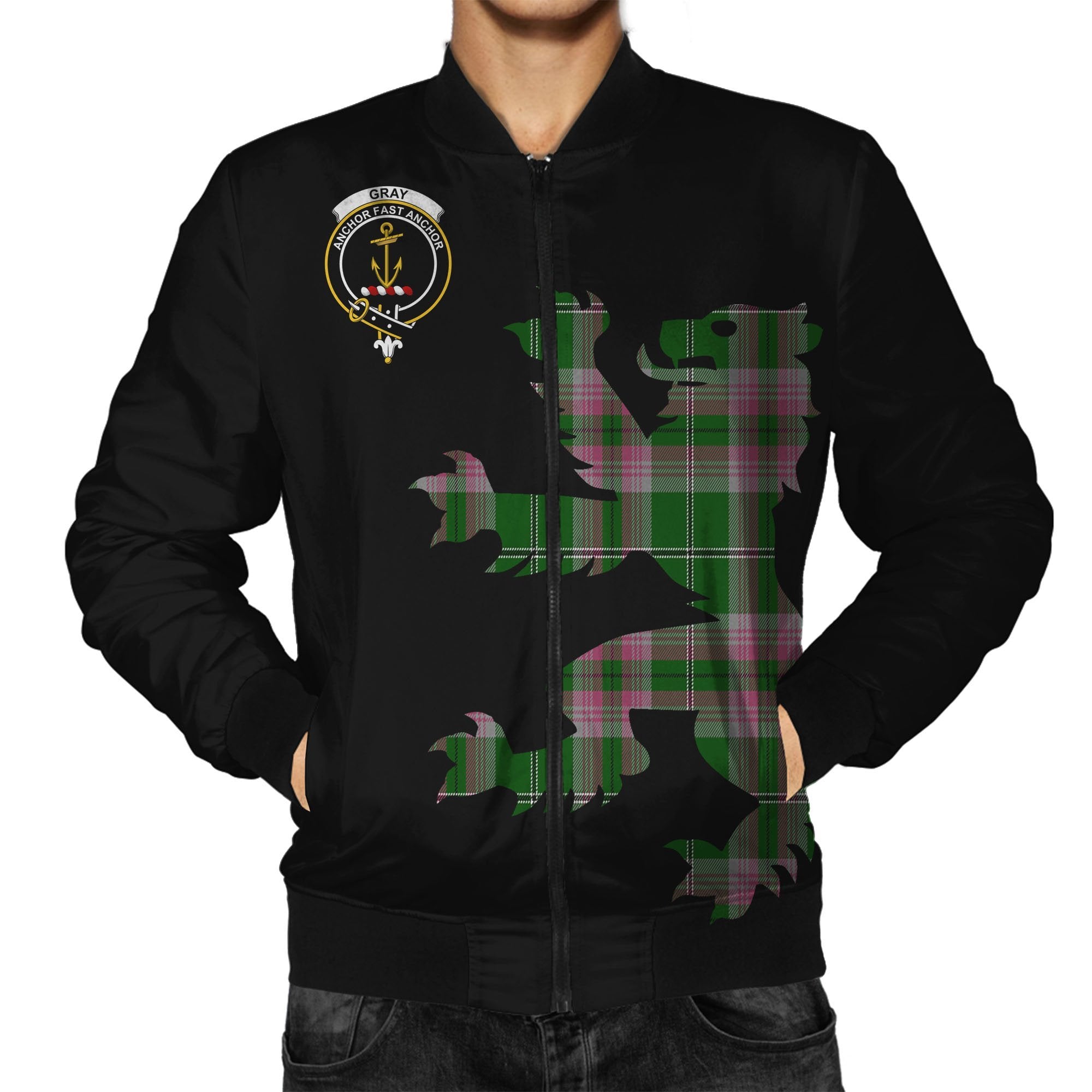 Gray Tartan Bomber Jacket Lion & Thistle
