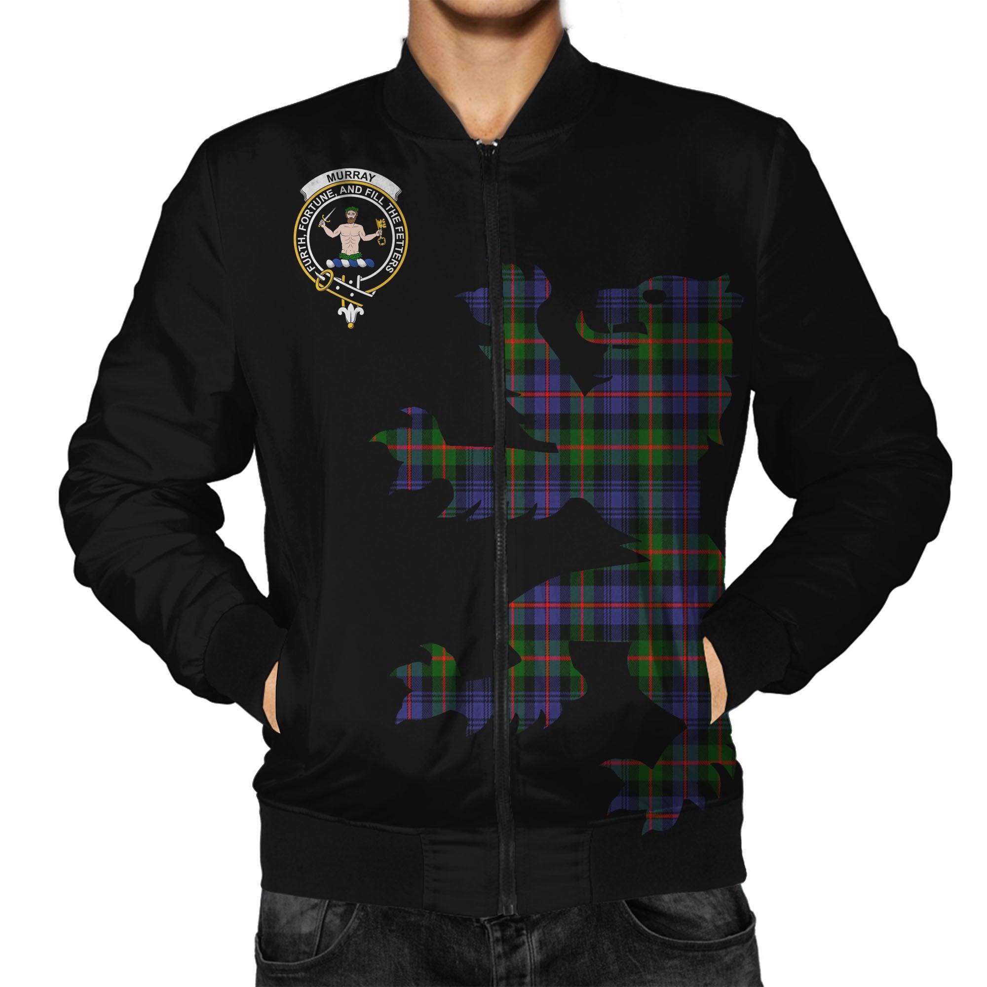 Murray of Athole Tartan Bomber Jacket Lion & Thistle