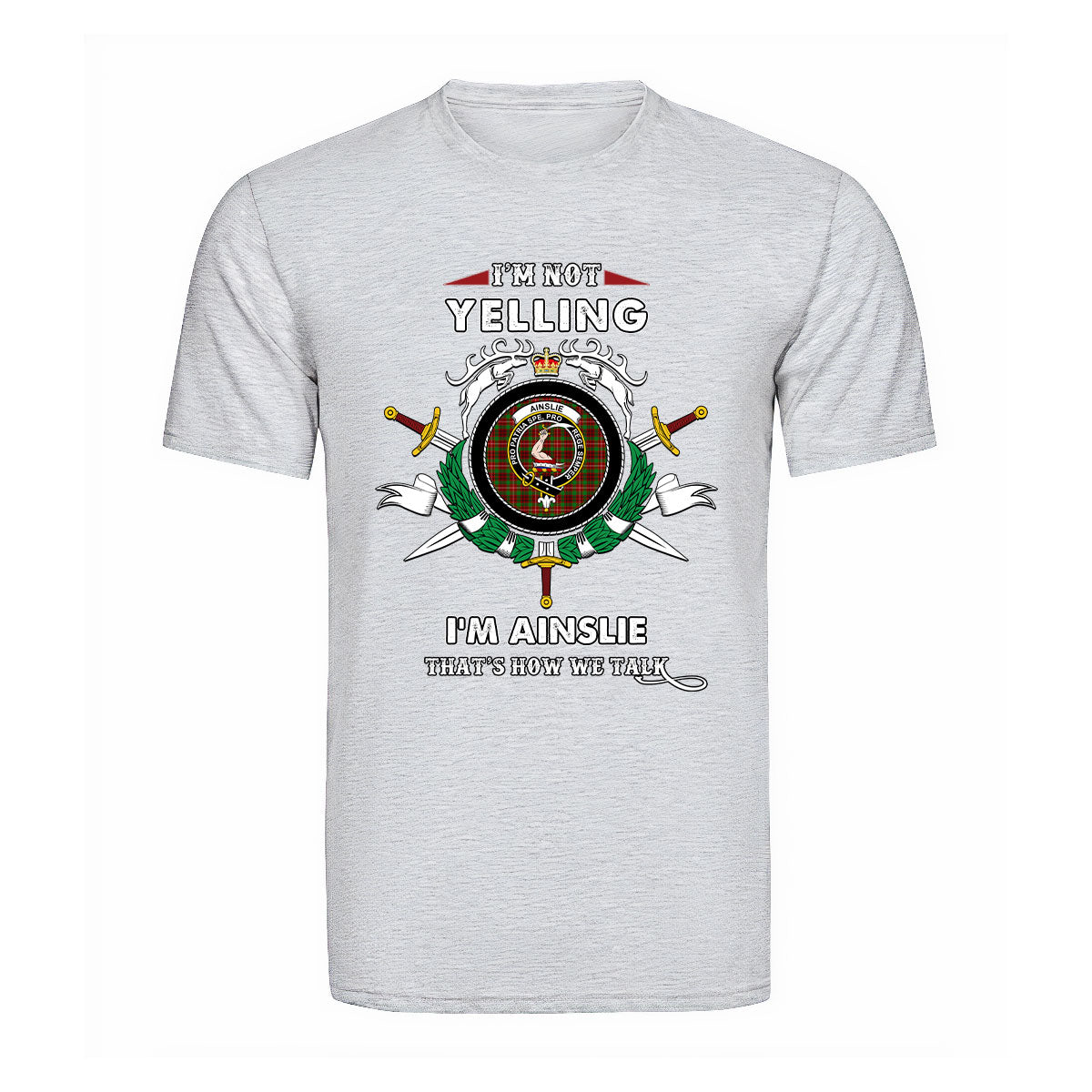 Ainslie Tartan Crest T-shirt - I'm not yelling style