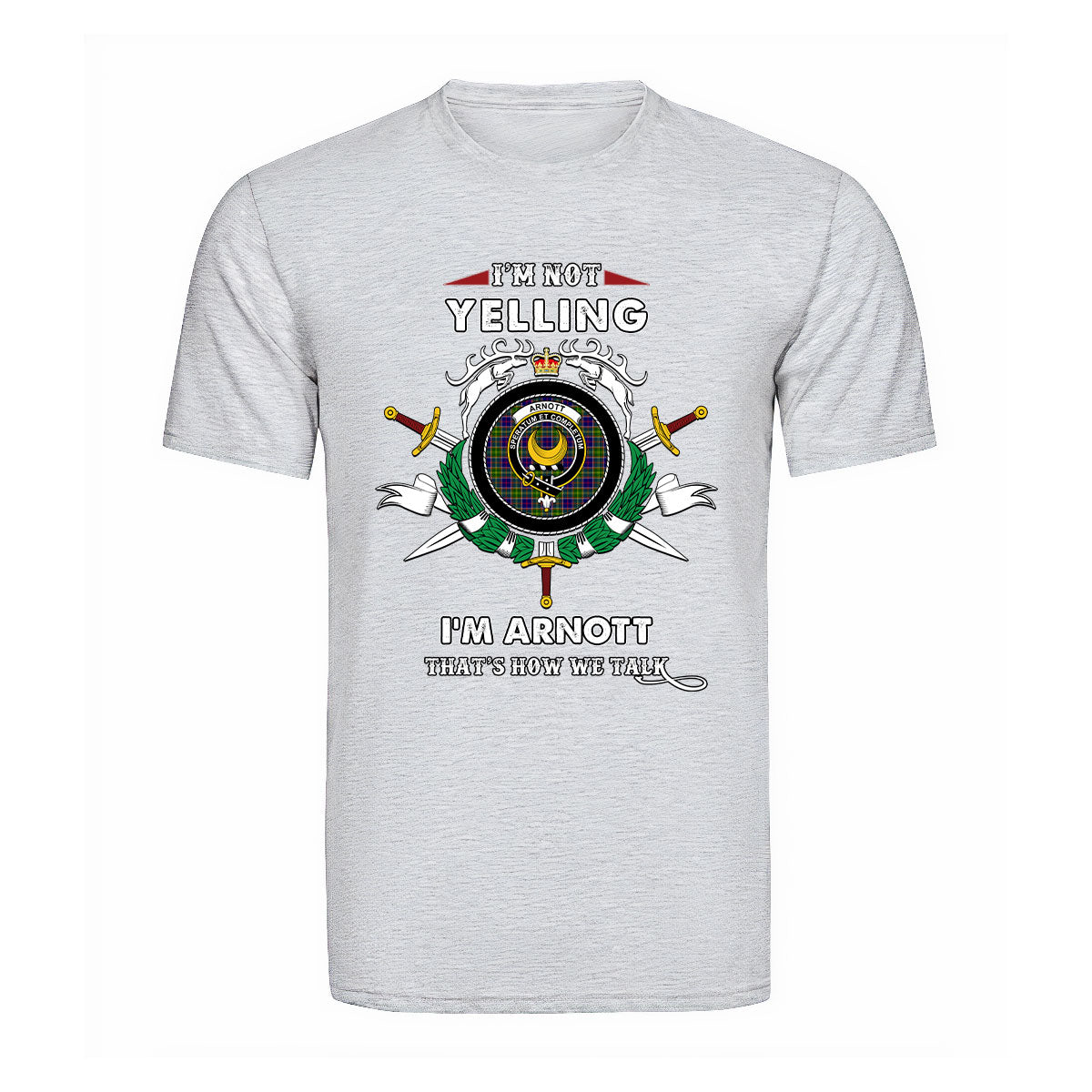 Arnott Tartan Crest T-shirt - I'm not yelling style