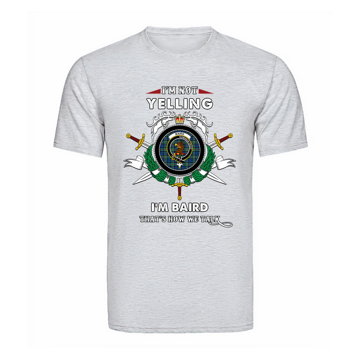 Baird Tartan Crest T-shirt - I'm not yelling style