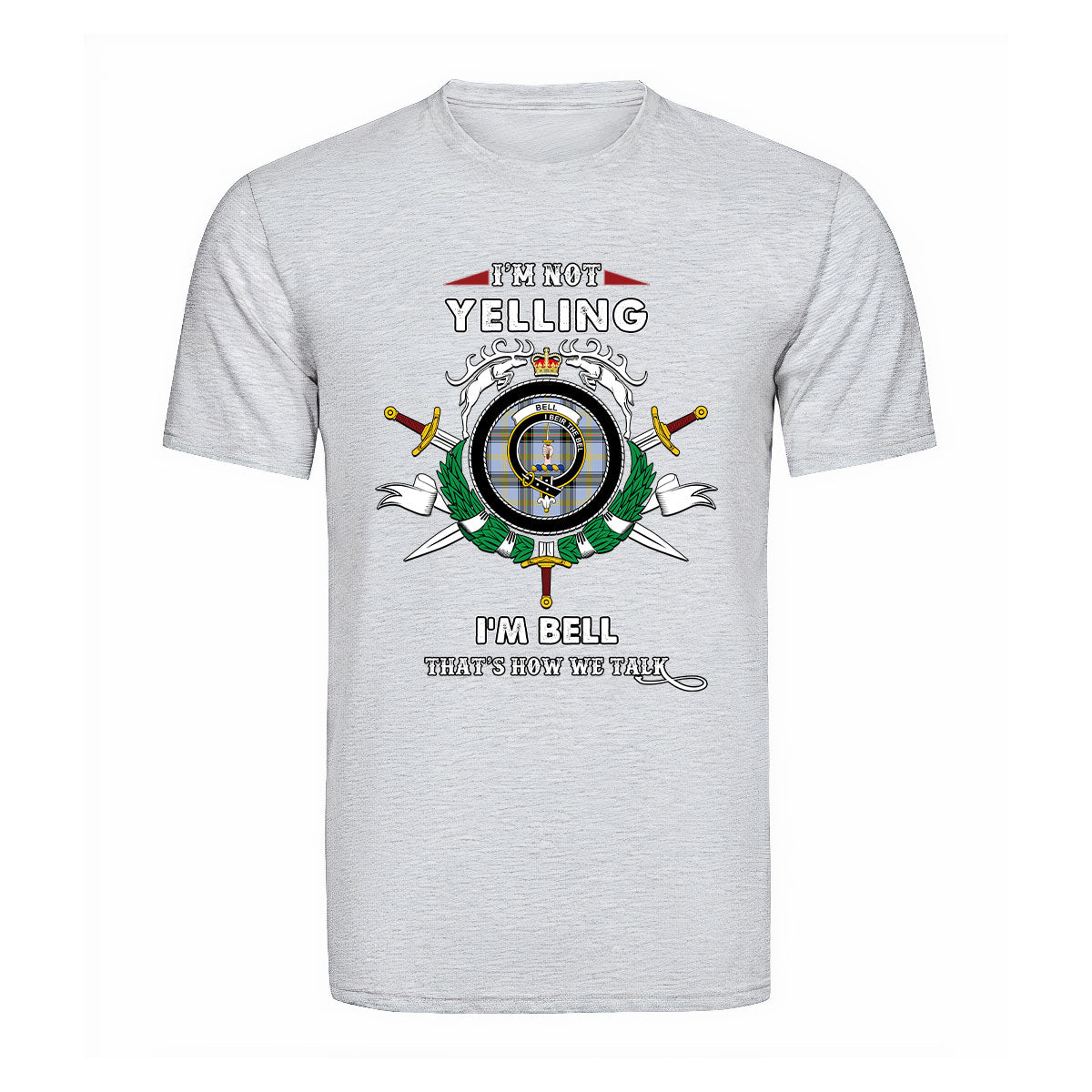 Bell Tartan Crest T-shirt - I'm not yelling style