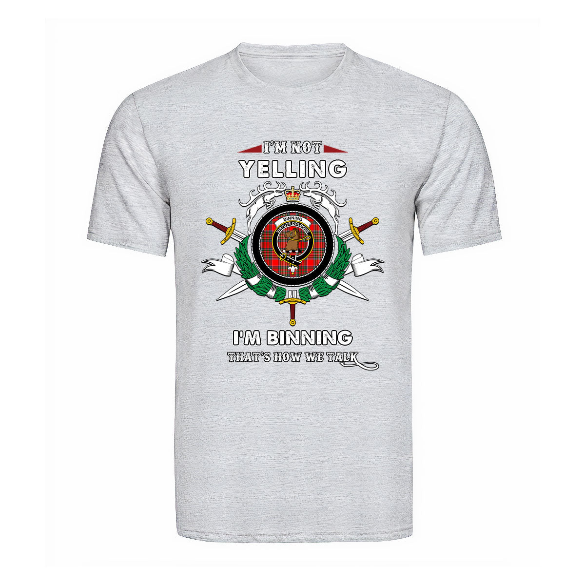 Binning Tartan Crest T-shirt - I'm not yelling style