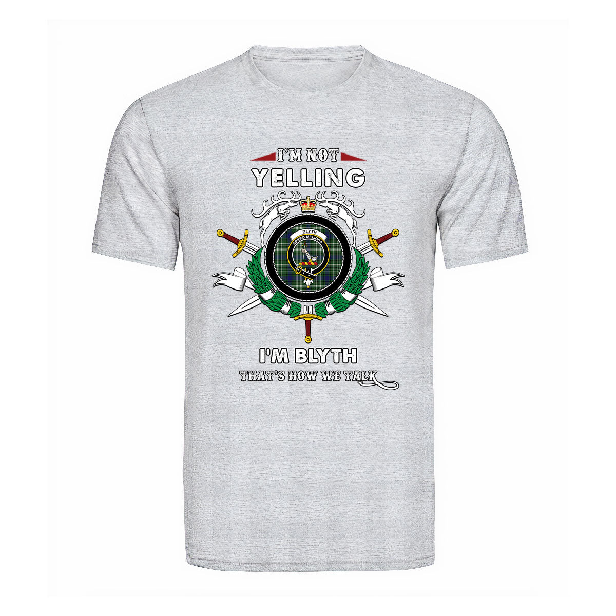 Blyth Tartan Crest T-shirt - I'm not yelling style