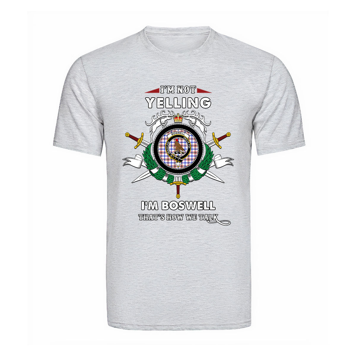 Boswell Tartan Crest T-shirt - I'm not yelling style