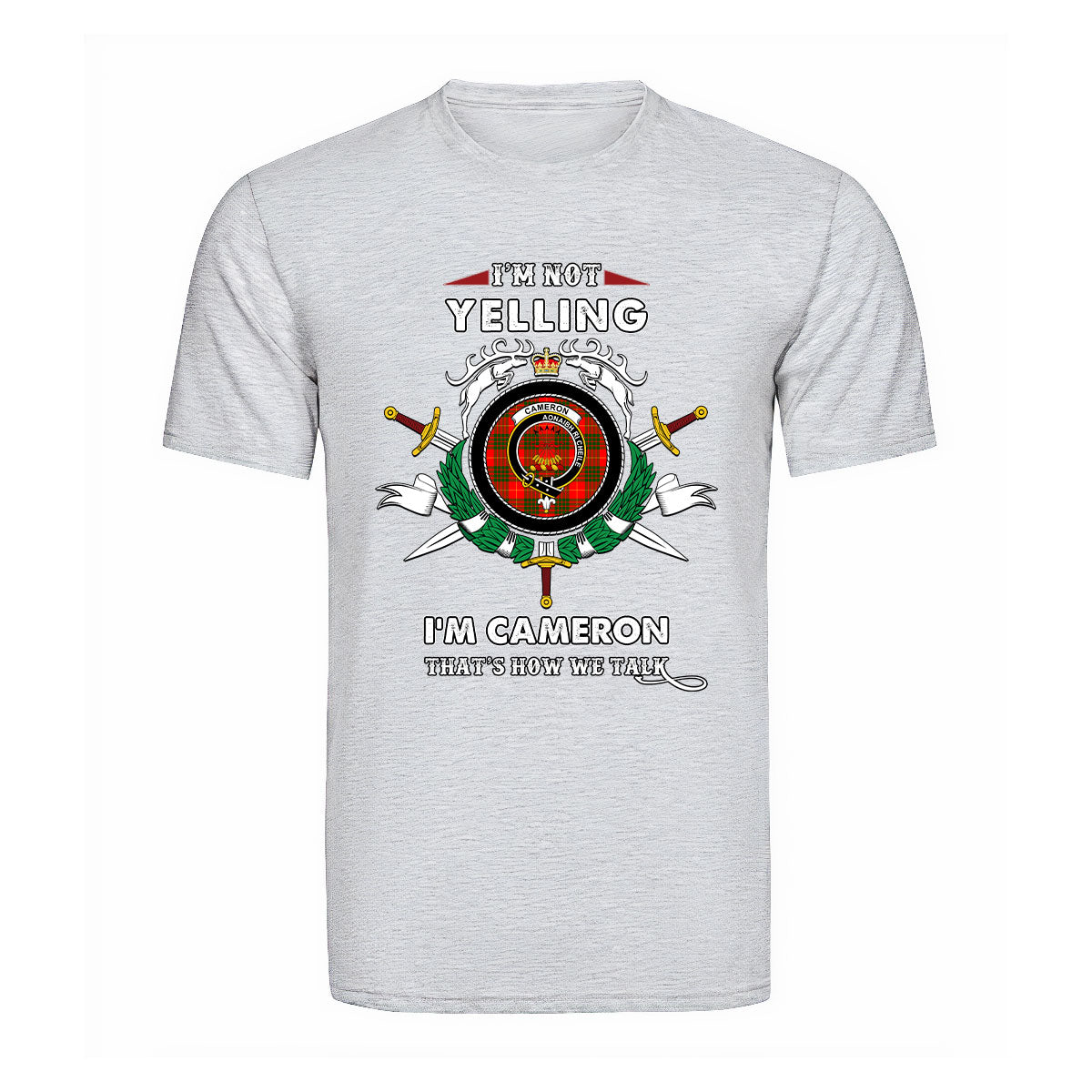 Cameron Tartan Crest T-shirt - I'm not yelling style