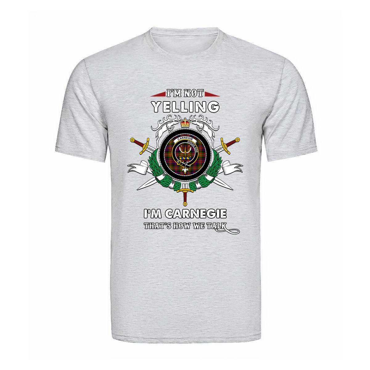 Carnegie Tartan Crest T-shirt - I'm not yelling style