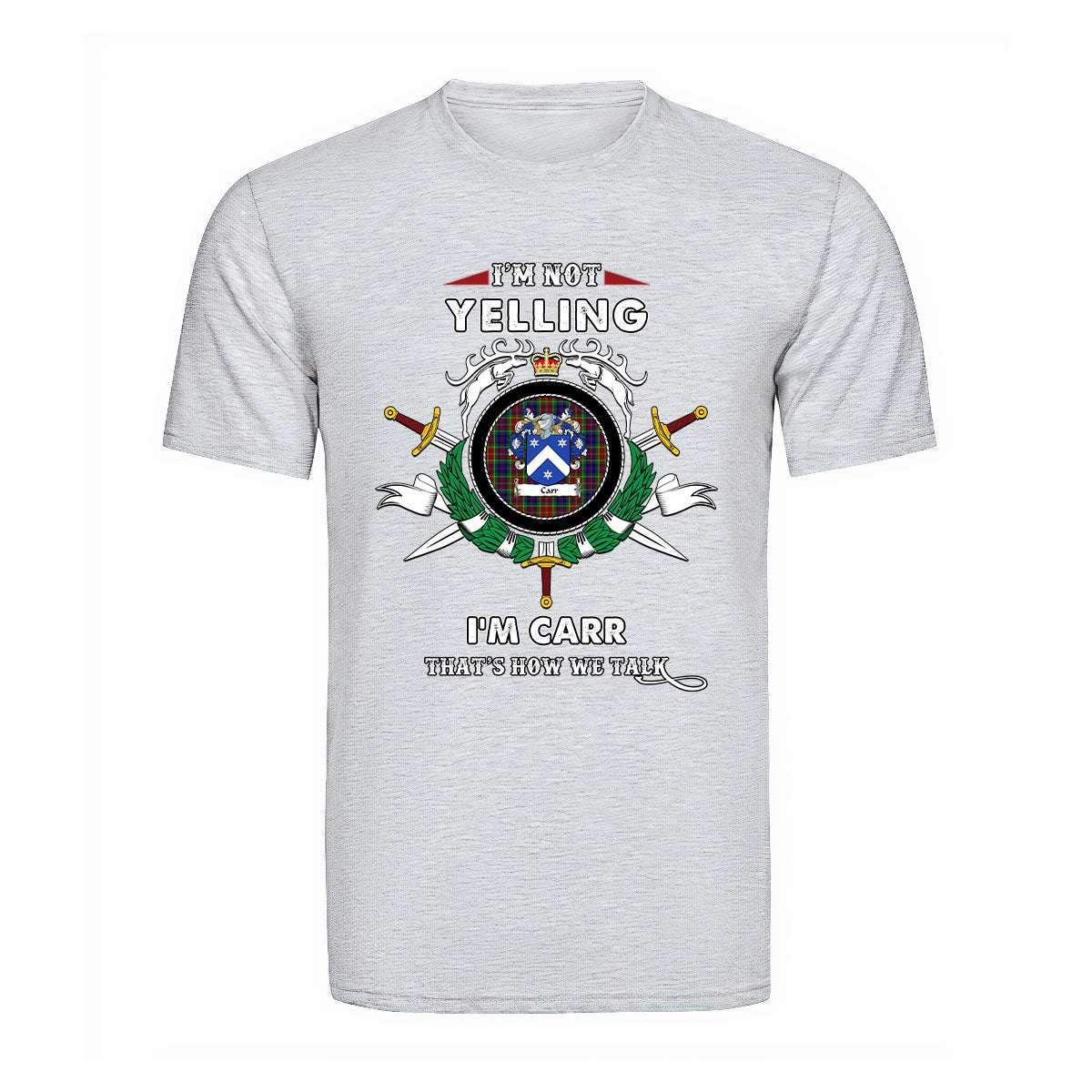 Carr Tartan Crest T-shirt - I'm not yelling style