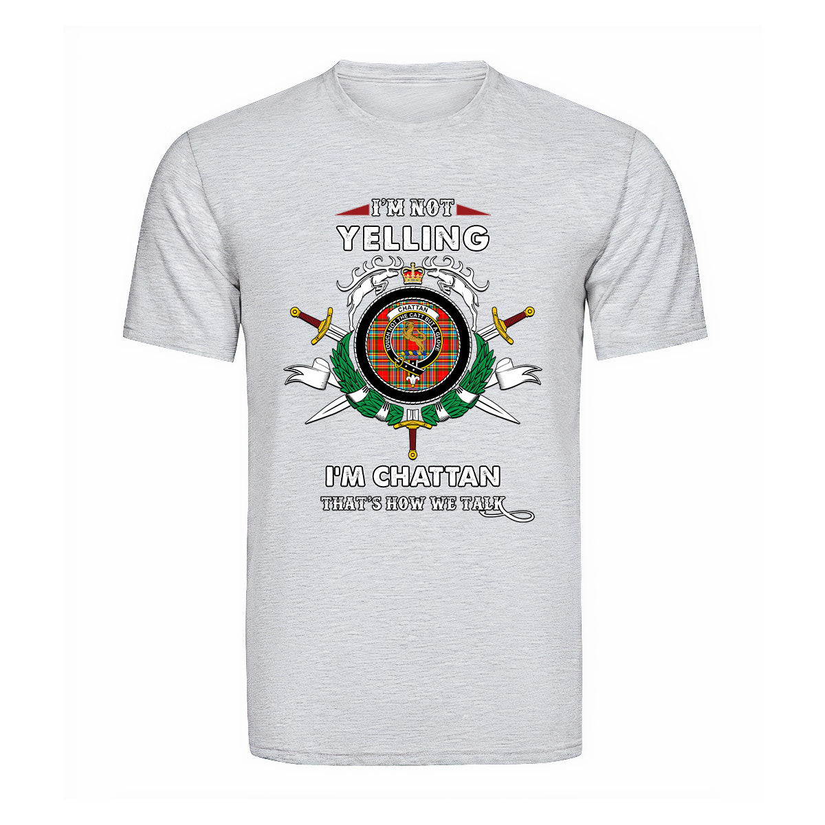 Chattan Tartan Crest T-shirt - I'm not yelling style