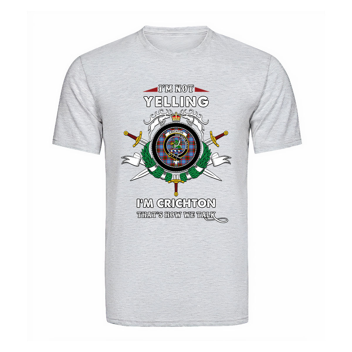 Crichton Tartan Crest T-shirt - I'm not yelling style