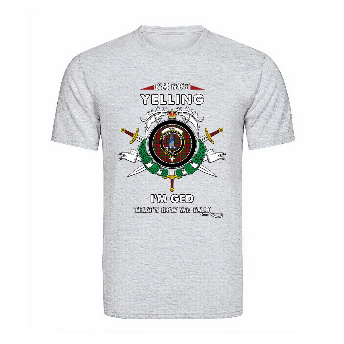 Ged Tartan Crest T-shirt - I'm not yelling style