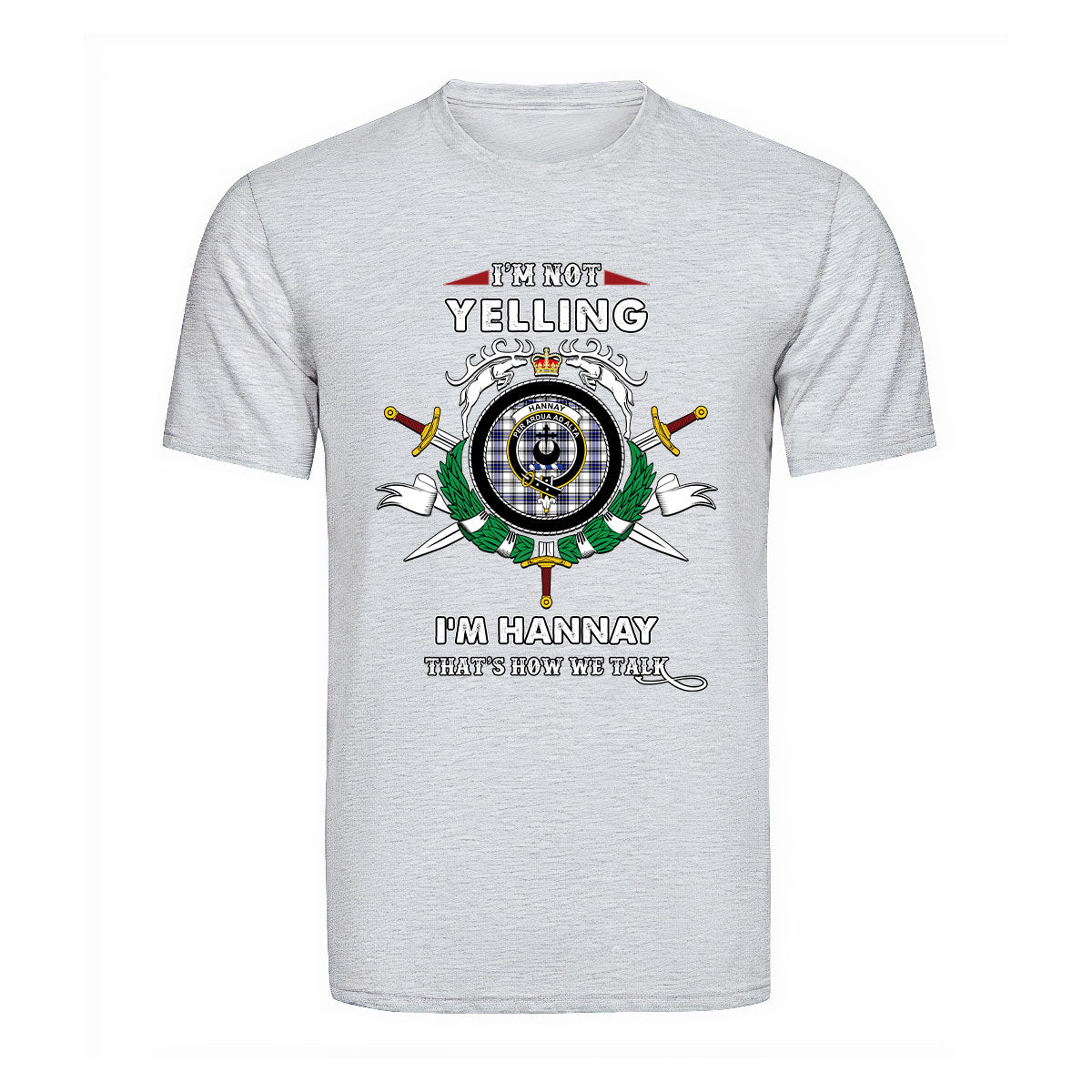 Hannay Tartan Crest T-shirt - I'm not yelling style