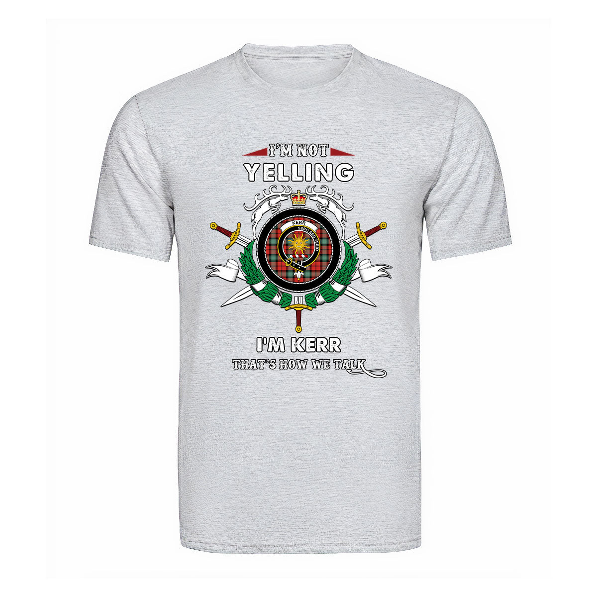 Kerr Ancient Tartan Crest T-shirt - I'm not yelling style