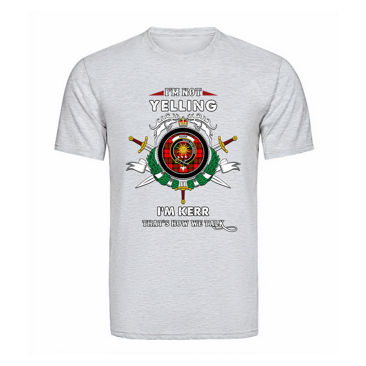 Kerr Modern Tartan Crest T-shirt - I'm not yelling style