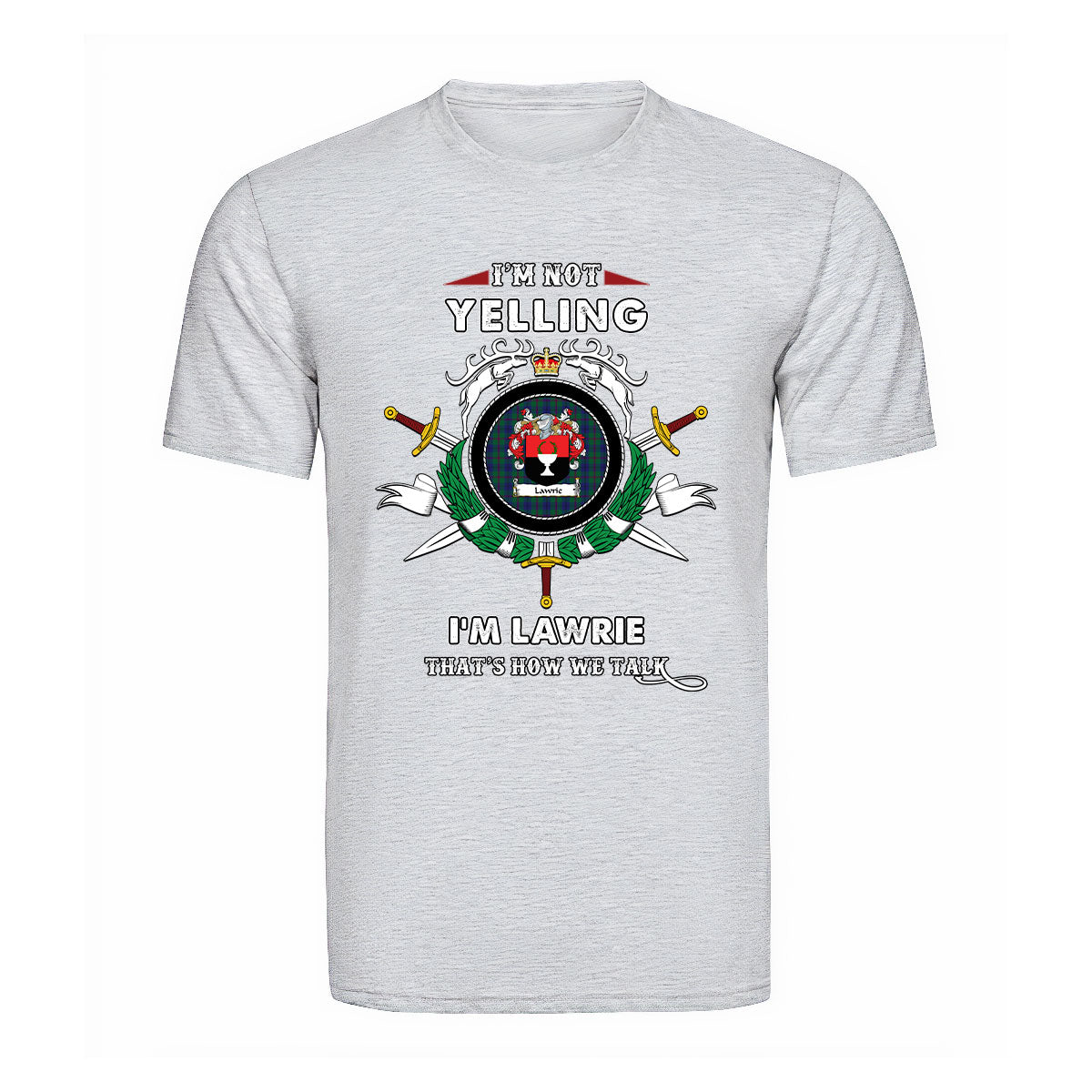 Lawrie Tartan Crest T-shirt - I'm not yelling style