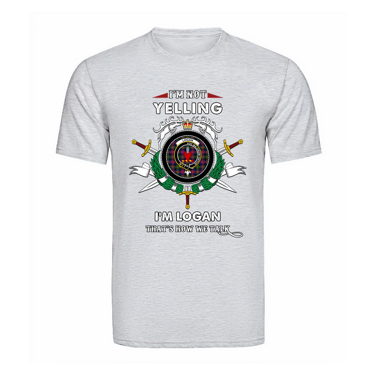 Logan Modern Tartan Crest T-shirt - I'm not yelling style