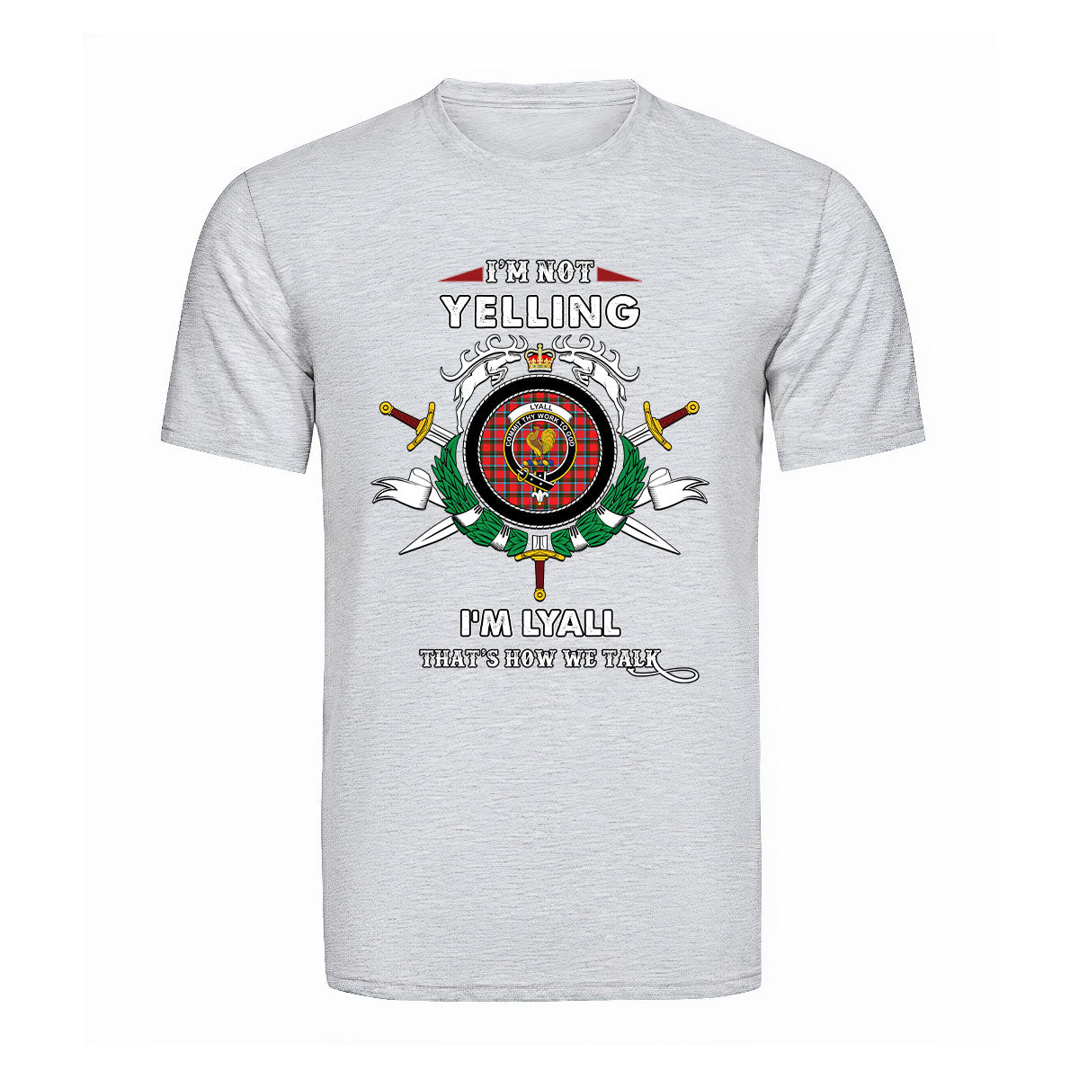 Lyall Tartan Crest T-shirt - I'm not yelling style