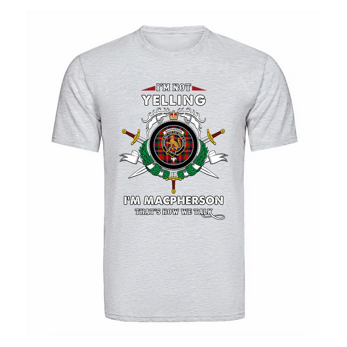 MacPherson Tartan Crest T-shirt - I'm not yelling style