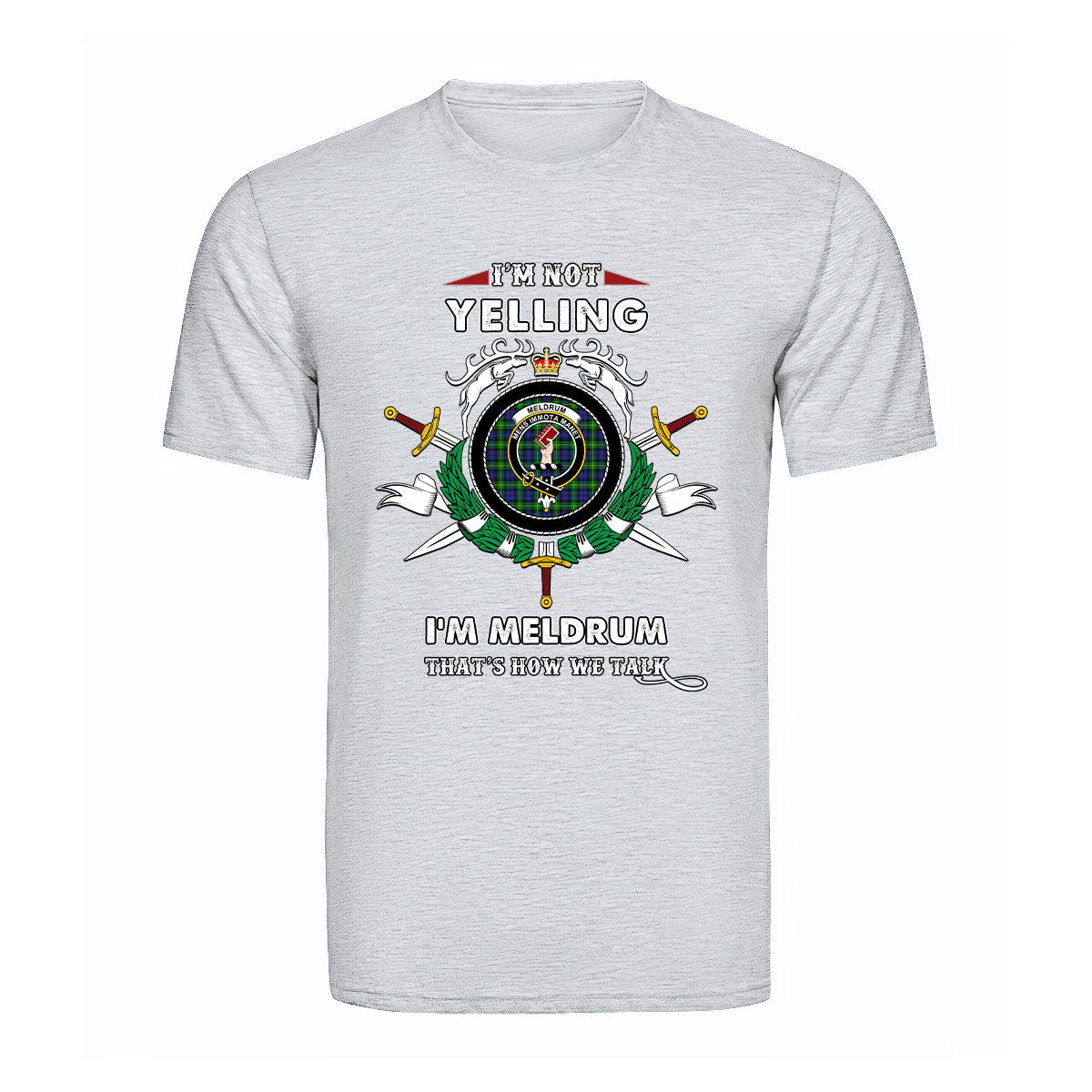 Meldrum Tartan Crest T-shirt - I'm not yelling style