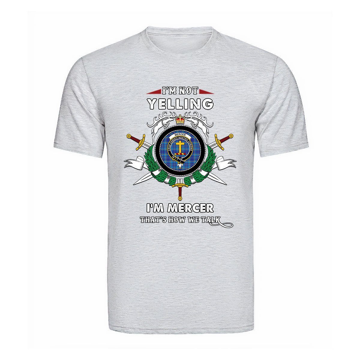 Mercer Tartan Crest T-shirt - I'm not yelling style