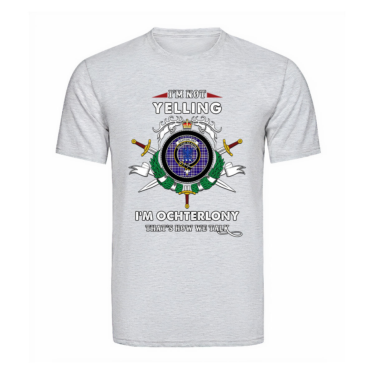 Ochterlony Tartan Crest T-shirt - I'm not yelling style