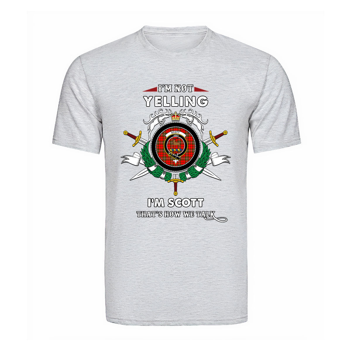 Scott Tartan Crest T-shirt - I'm not yelling style