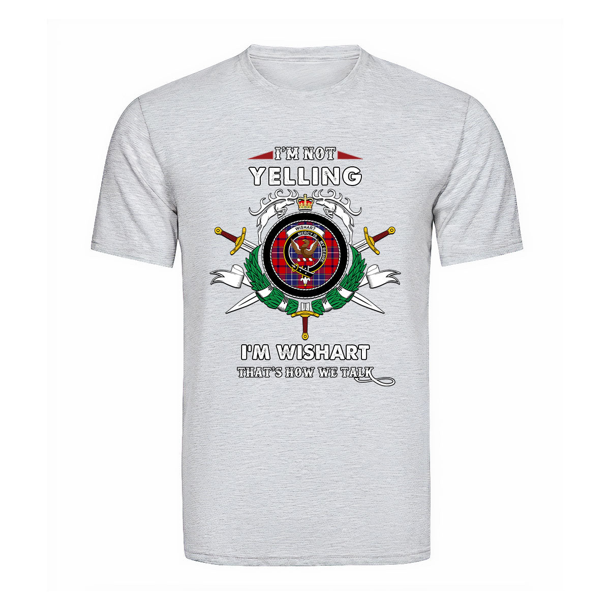 Wishart Tartan Crest T-shirt - I'm not yelling style