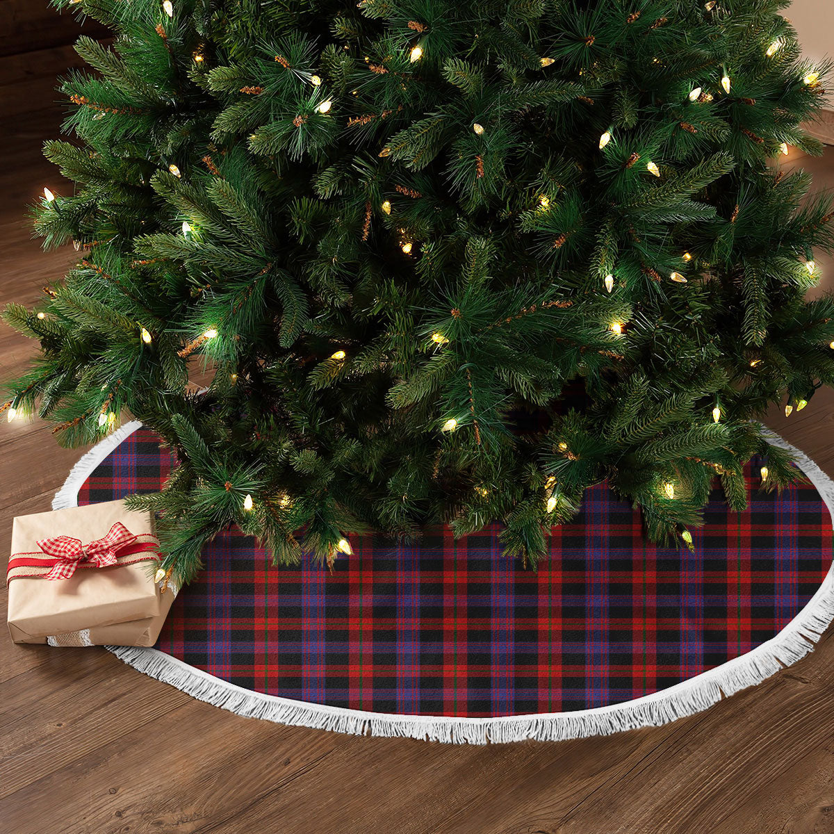 Brown Modern Tartan Christmas Tree Skirt