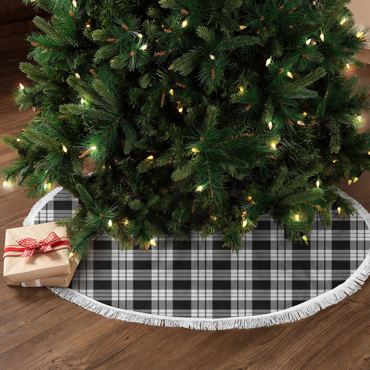 MacFarlane Black _ White Tartan Christmas Tree Skirt