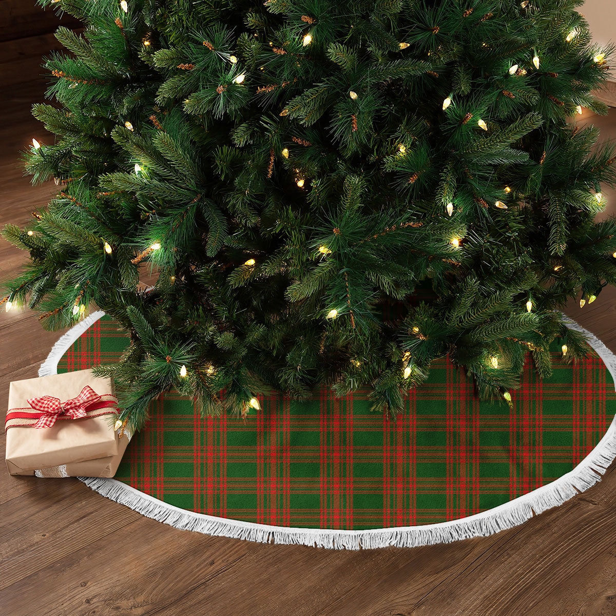 Menzies Green Modern Tartan Christmas Tree Skirt