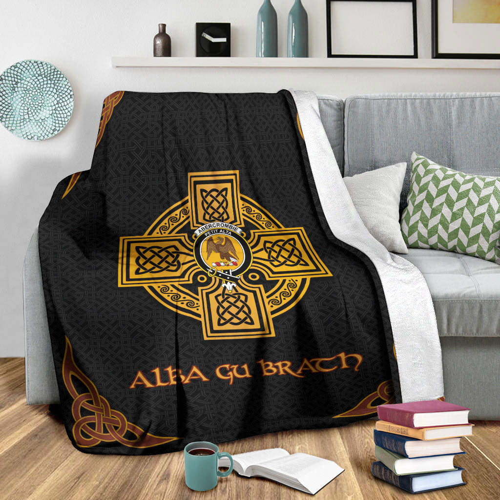 Abercrombie (Abercromby) Crest Premium Blanket - Black Celtic Cross Style