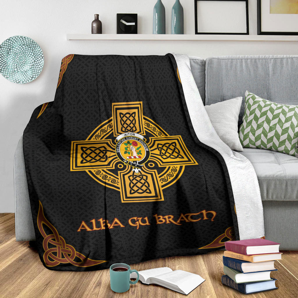 Aiton Crest Premium Blanket - Black Celtic Cross Style