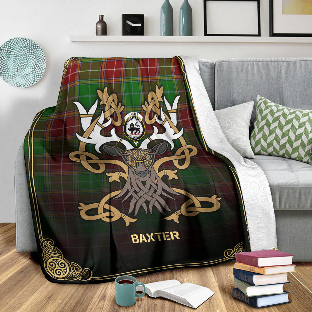 Baxter Modern Tartan Crest Premium Blanket - Celtic Stag style