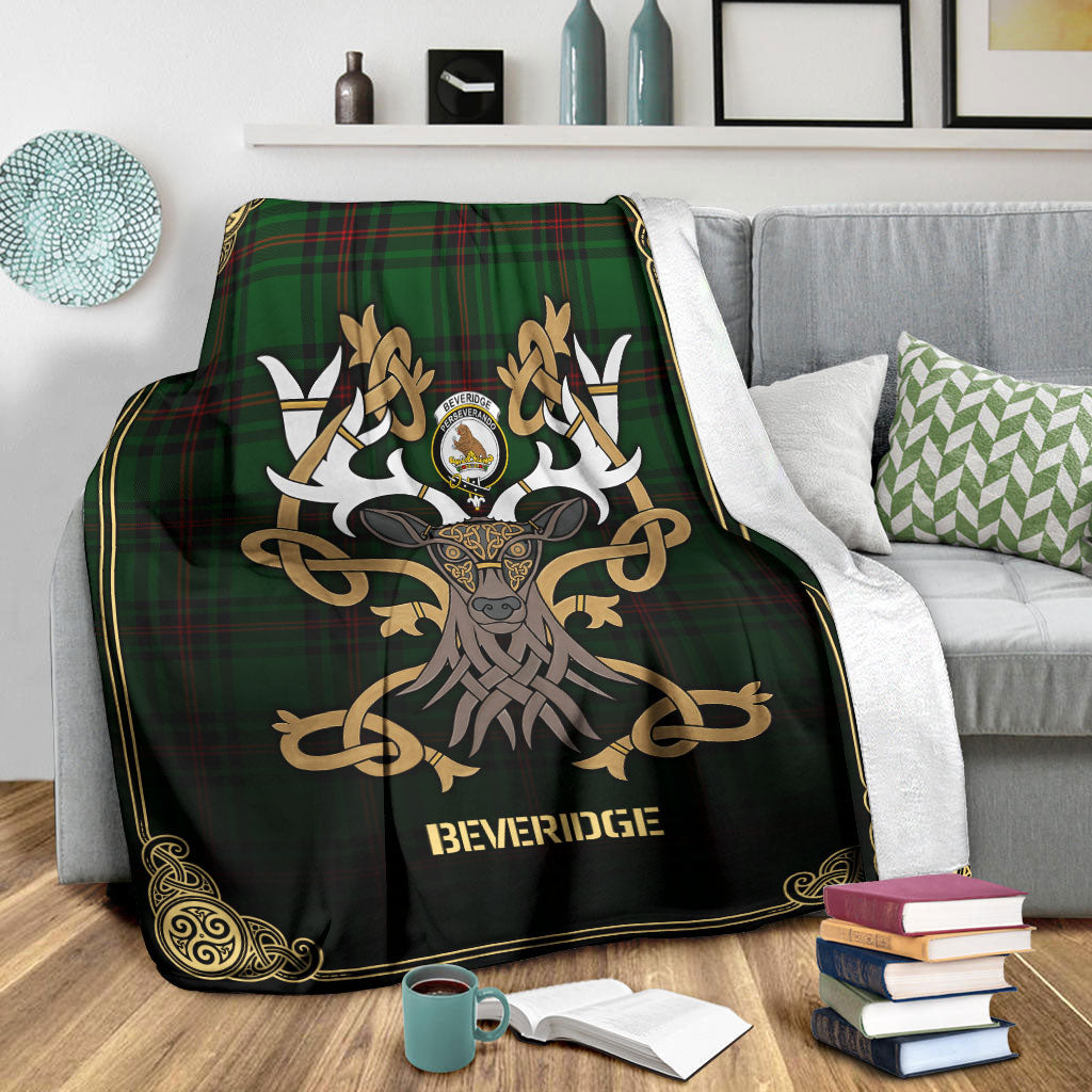 Beveridge Tartan Crest Premium Blanket - Celtic Stag style