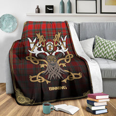 Binning (of Wallifoord) Tartan Crest Premium Blanket - Celtic Stag style