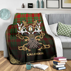 Callender Tartan Crest Premium Blanket - Celtic Stag style